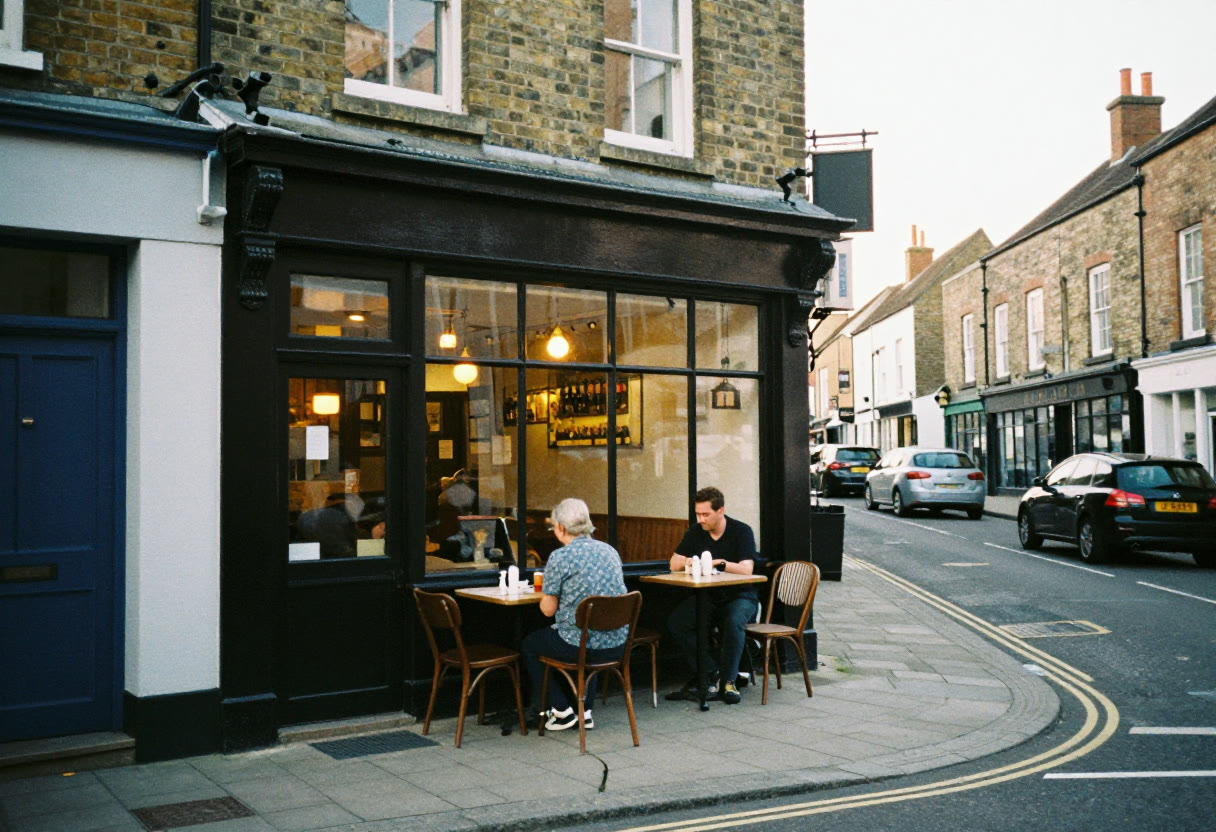 The restaurant at dusk
